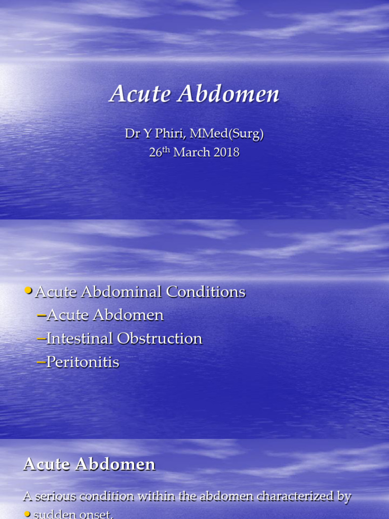 Acute Abdomen, Intestinal Obstruction, Peritonitis | PDF | Peritoneum ...