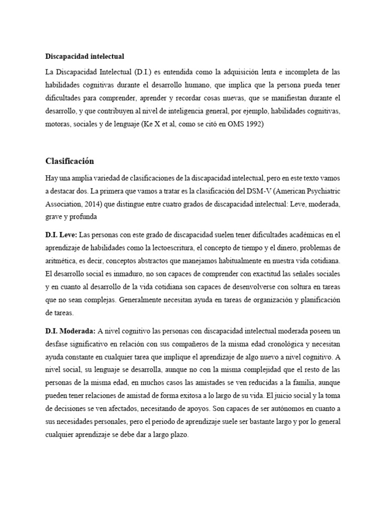 Clasificación y causas de discapacidad intelectual | PDF | Sílaba ...
