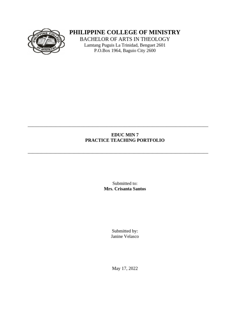 Practice Teaching Portfolio-sCHOOL | PDF | Jesus | Adam And Eve