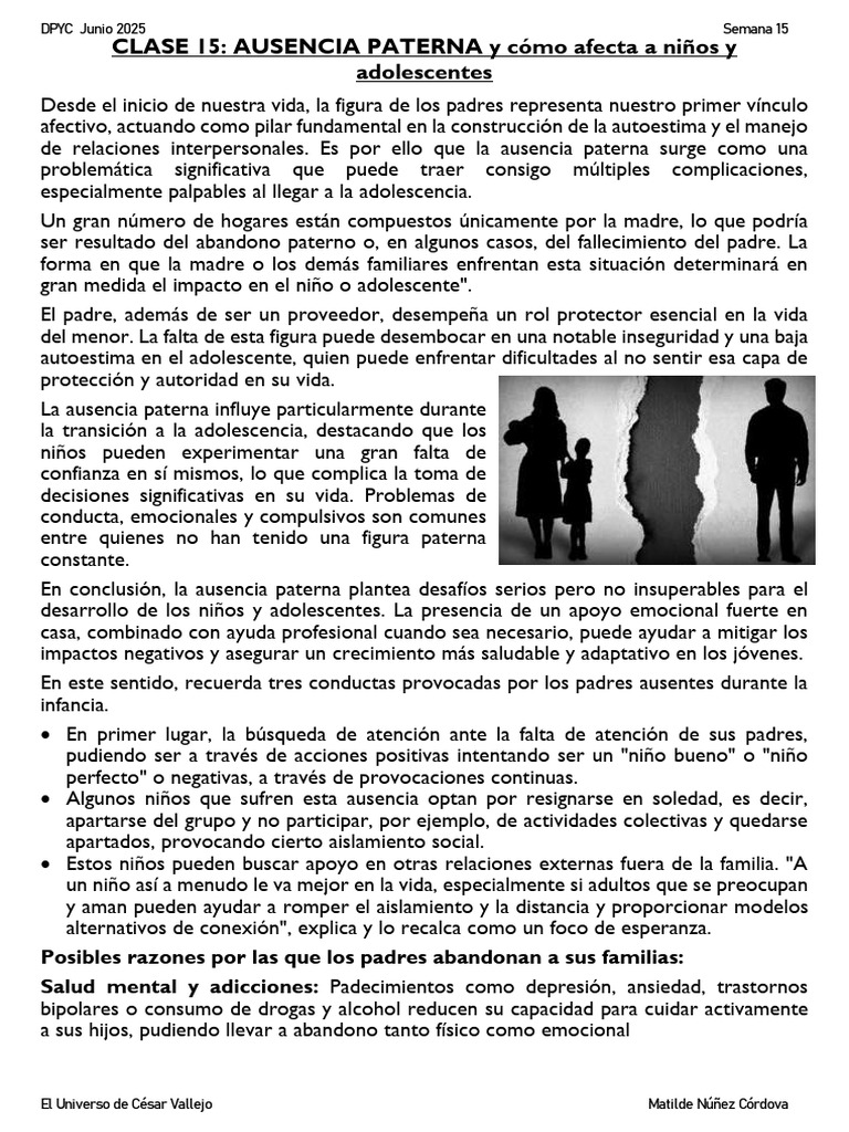 Impacto de la Ausencia Paterna en Adolescentes | PDF | Adultos | Las ...