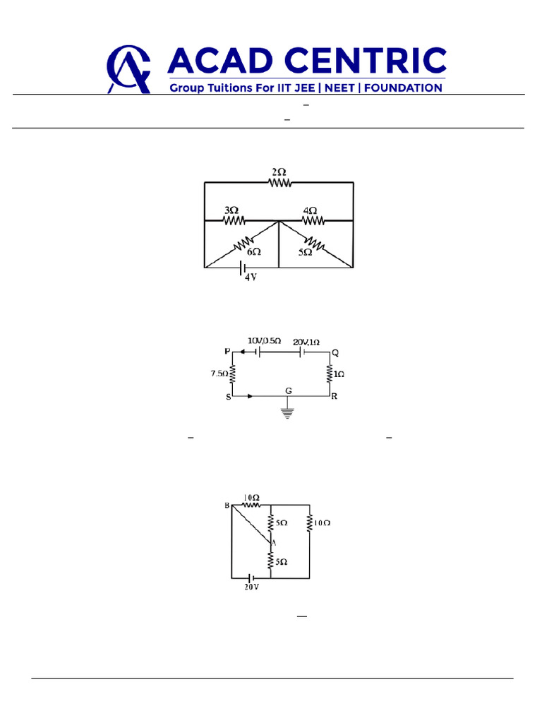 Physics DPP 13: Circuit Analysis Questions | PDF | Electronic ...
