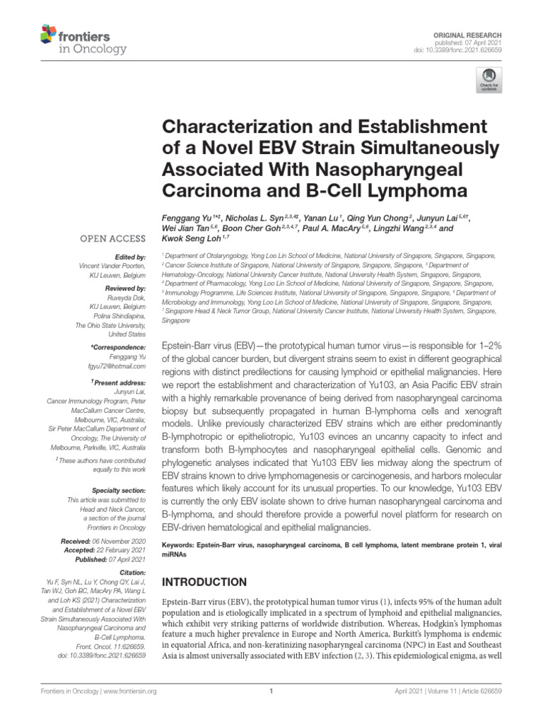 Characterization and Establishment of A Novel EBV | PDF ...