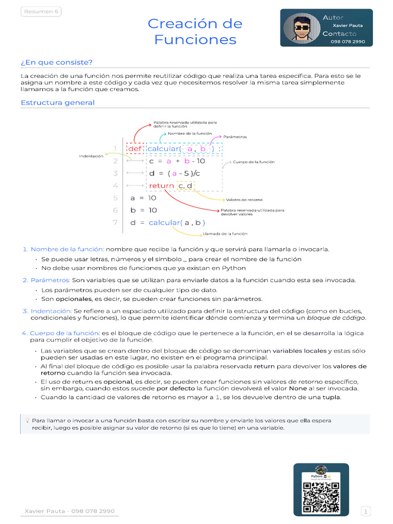 Creación y Uso de Funciones en Python | PDF | Función (Matemáticas ...
