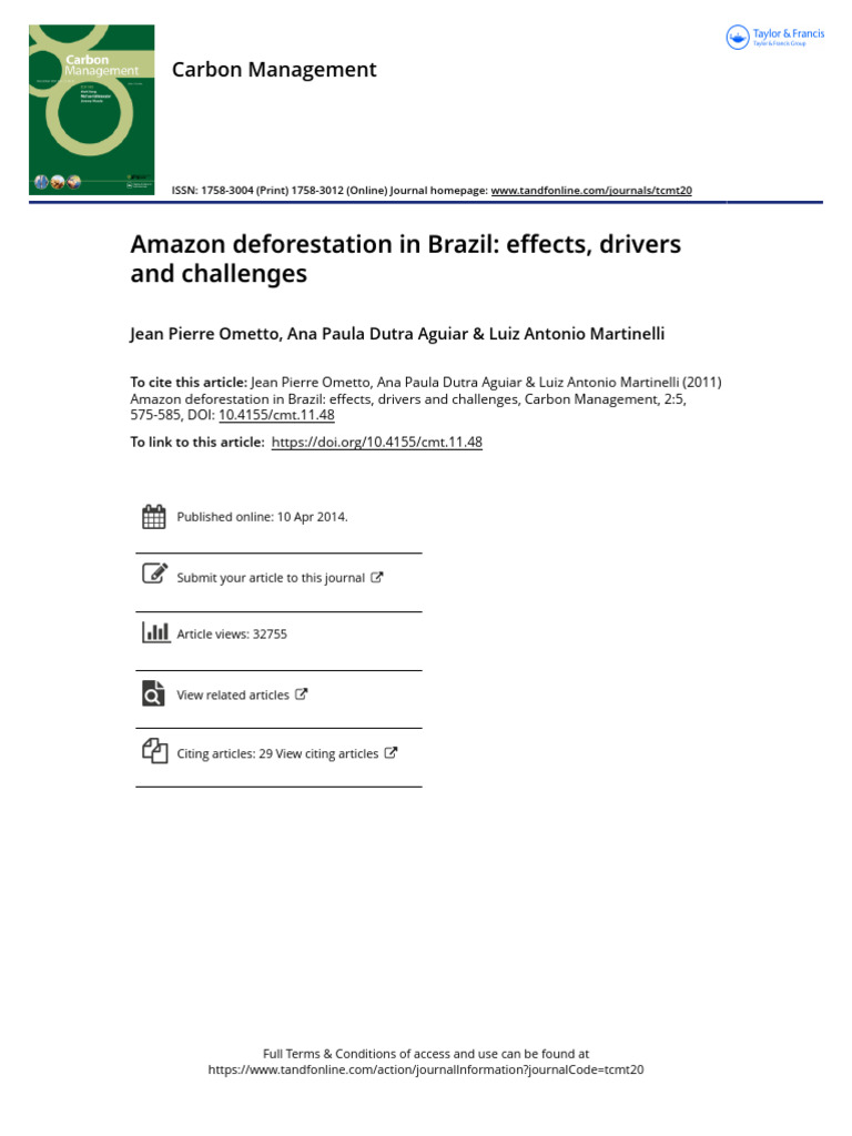 Amazon Deforestation in Brazil Effects Drivers and Challenges | PDF ...