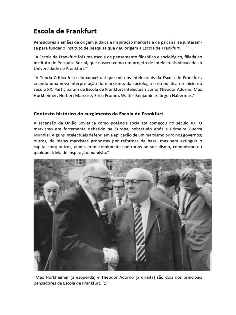 Escola de Frankfurt | PDF | Escola de Frankfurt | Teoria Crítica