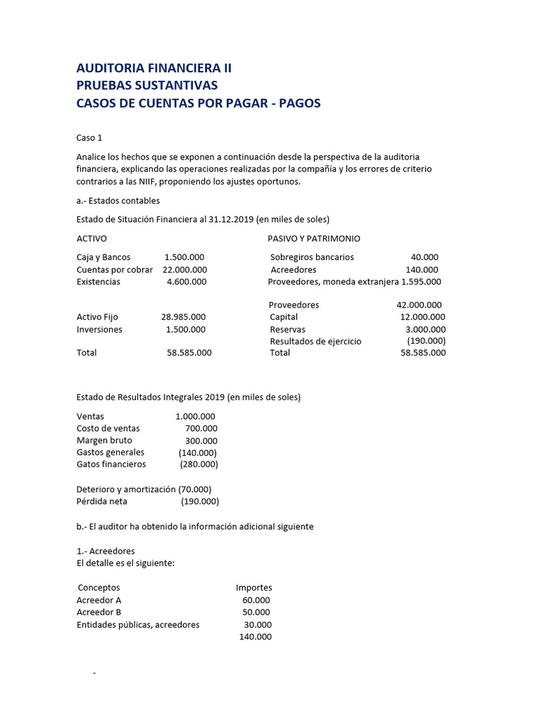 Análisis de Cuentas por Pagar en Auditoría | PDF | Contabilidad | Factura