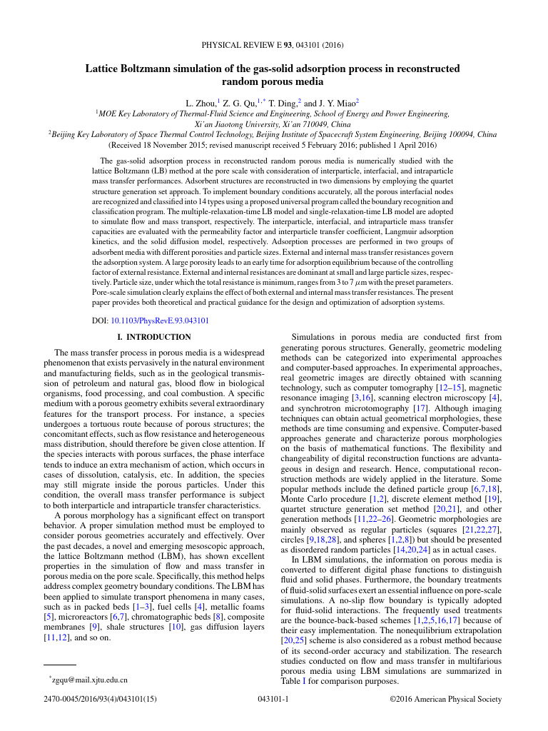 Lattice Boltzmann Simulation of The Gas-Solid Adsorption Process in ...