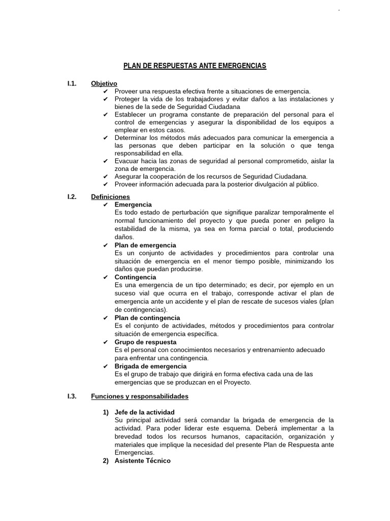 Plan de Respuesta a Emergencias Efectivo | PDF | Bombero | Primeros ...