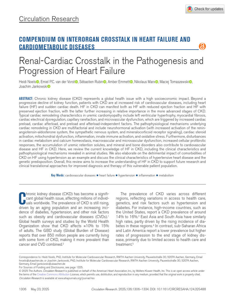 Renal-Cardiac Crosstalk in Heart Failure | PDF | Chronic Kidney Disease ...