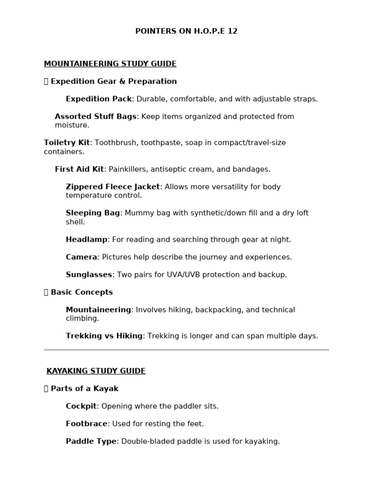 Outdoor Adventure Study Guides | PDF