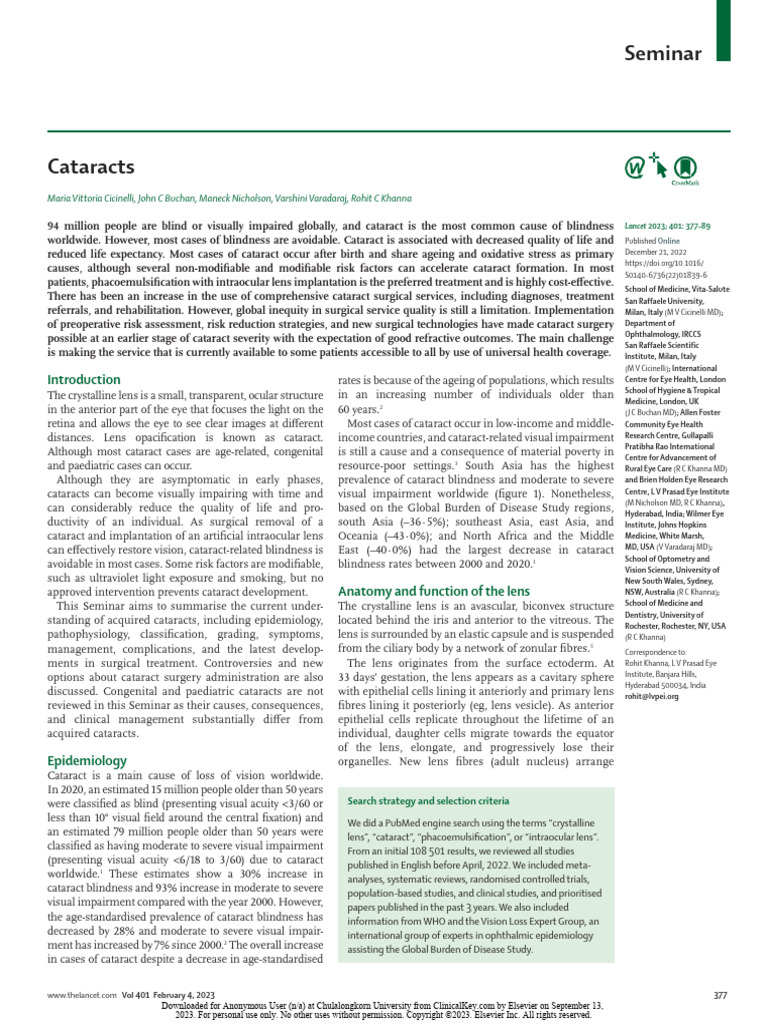 Understanding Cataracts: Causes & Treatment | PDF | Cataract | Visual ...