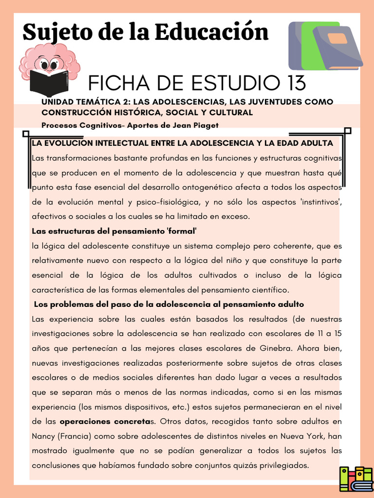 Ficha de Estudio 13 | PDF | Adultos | Pensamiento