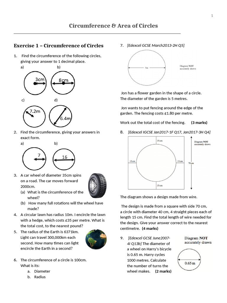 Circle Measurements and Applications | PDF | Area | Circle