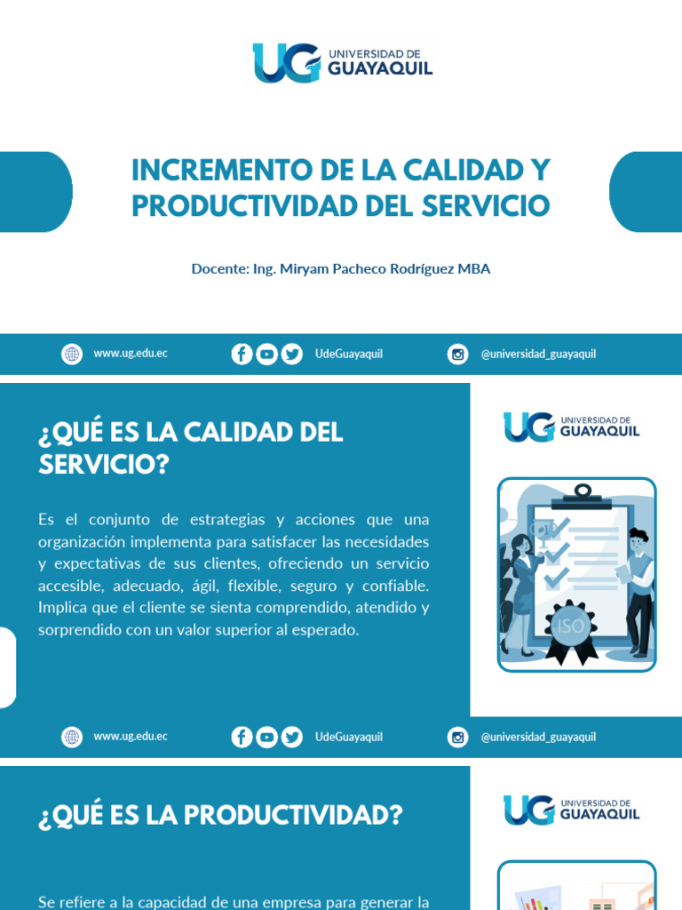 Mejora de Calidad y Productividad en Servicios | PDF | Calidad ...