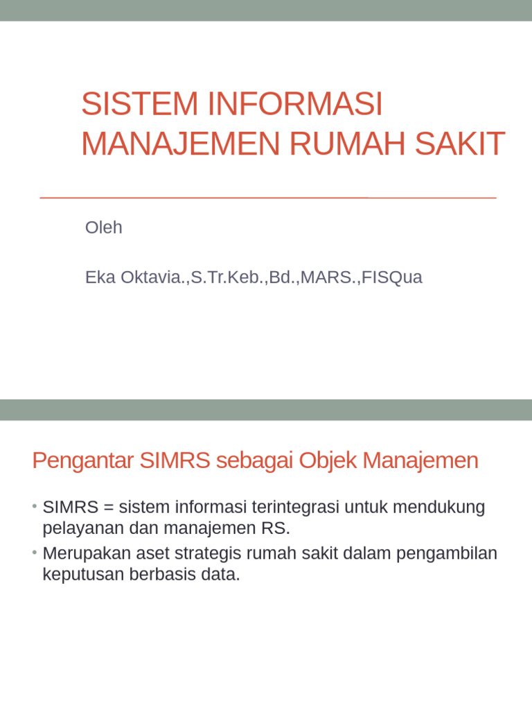 Manajemen Implementasi SIMRS di RS | PDF
