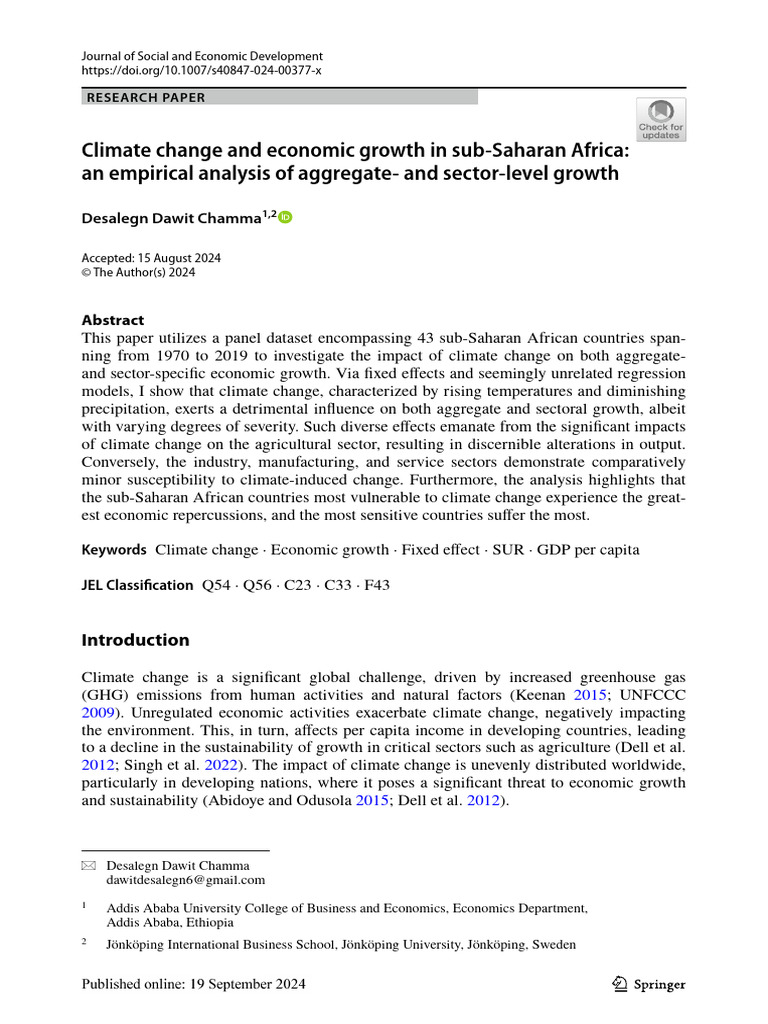 Climate Change's Impact on SSA Growth | PDF | Climate Change | Economic ...