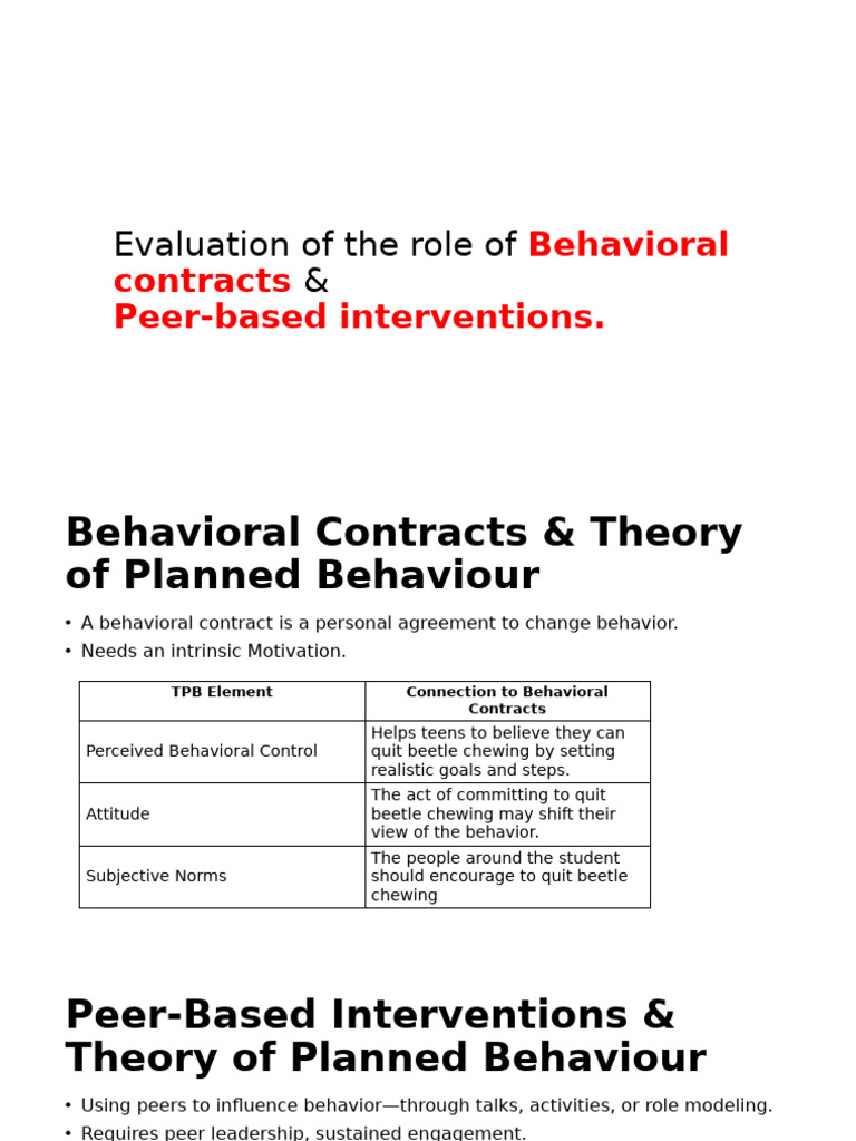 Behavioral Contracts & Peer Interventions | PDF