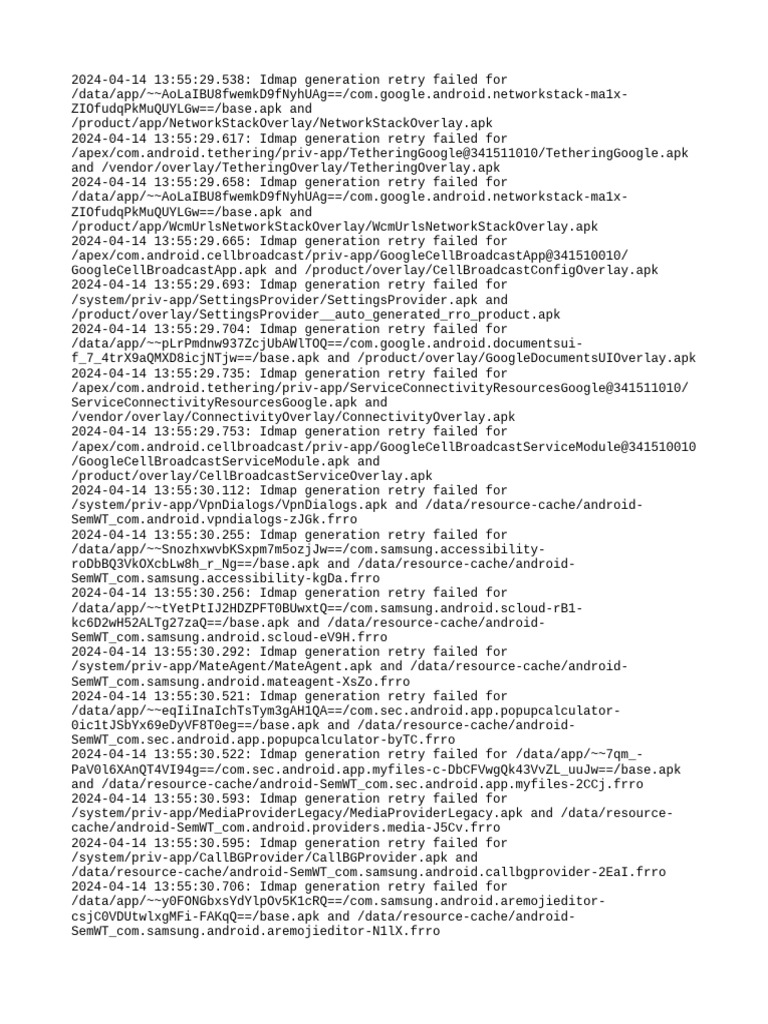 Idmap Generation Retry Failures Log | PDF | Android (Robot) | Windows Nt