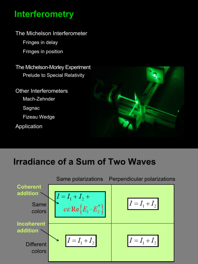 Michelson Interferometer Insights | PDF | Interferometry | Luminiferous ...