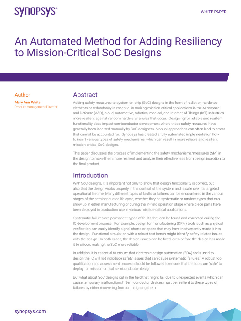Automated Resiliency in SoC Designs | PDF | Reliability Engineering ...