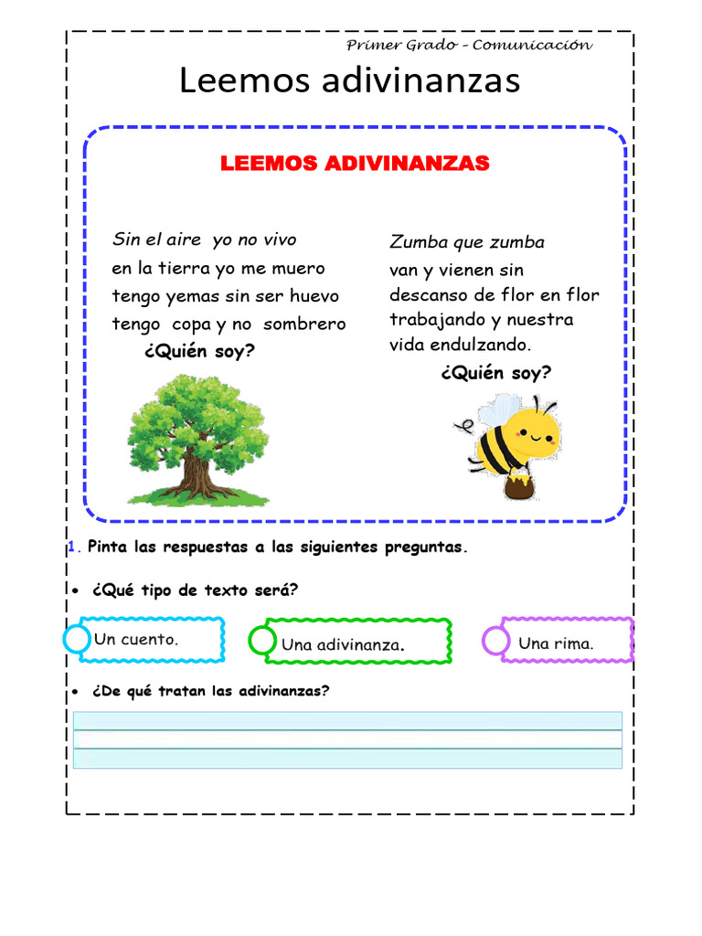 Adivinanzas para Primer Grado | PDF