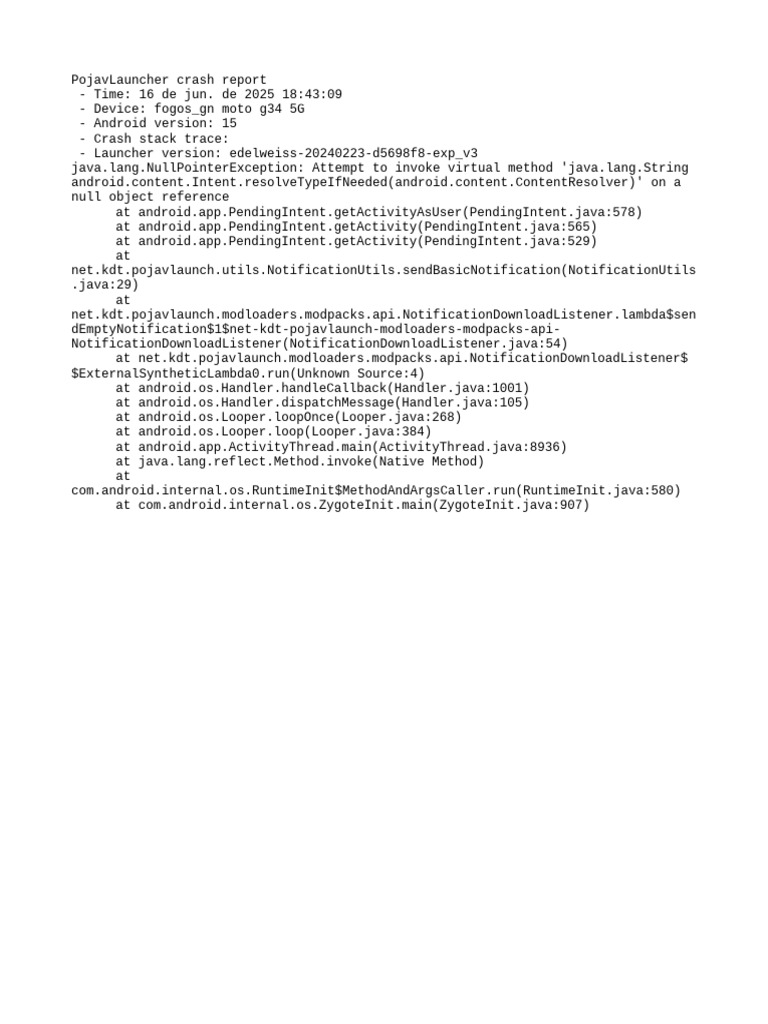 PojavLauncher Crash Report Analysis | PDF