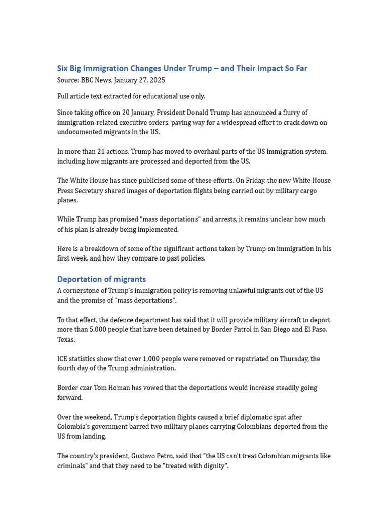 Trump’s Immigration Overhaul: Key Changes | PDF | Asylum In The United ...