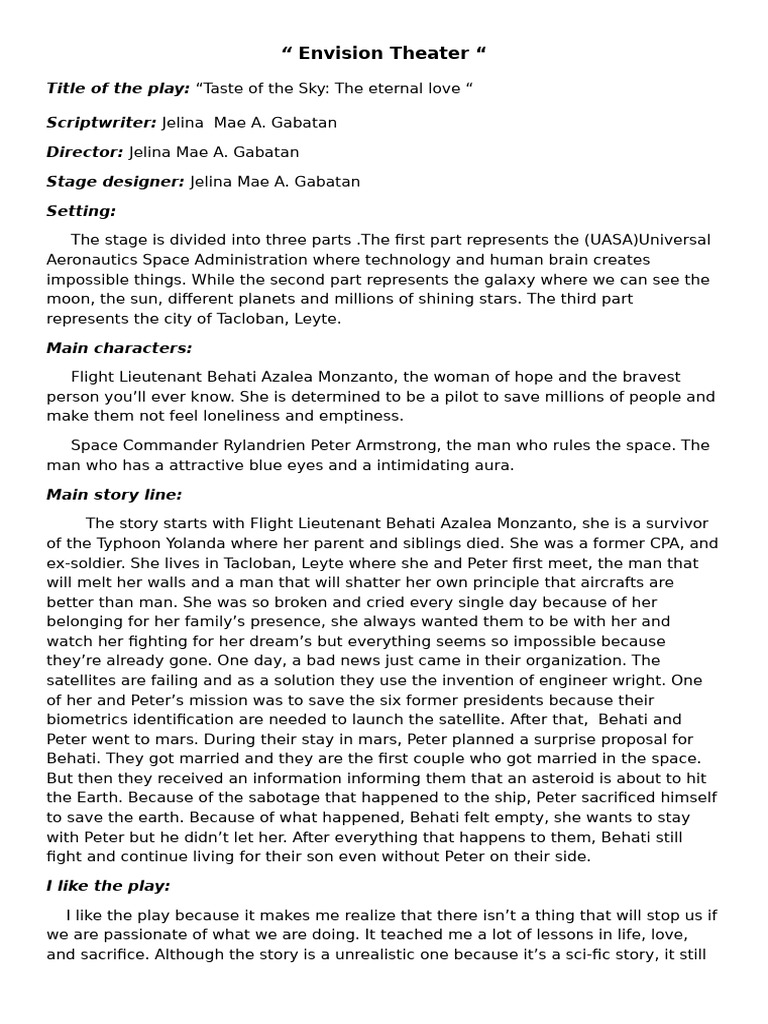 Envision Theater Play Summaries | PDF