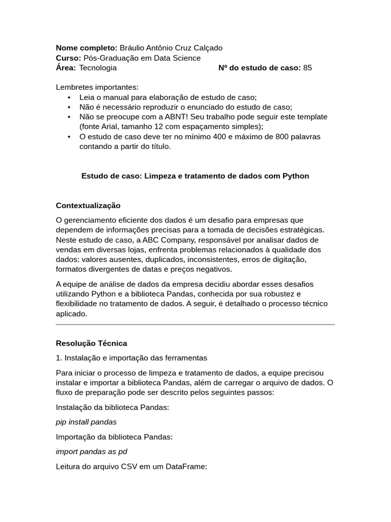 Limpeza de Dados com Python e Pandas | PDF | Python (linguagem de ...
