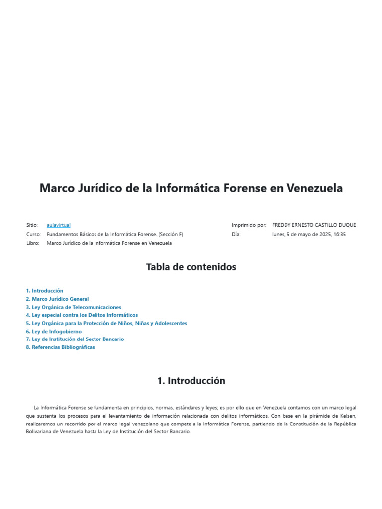 Marco Legal de Informática Forense en Venezuela | PDF | Cibercrimen ...