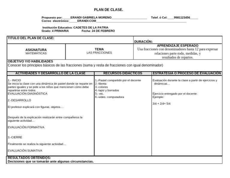 Format Plan Clase | PDF | Aprendizaje | Modificación de comportamiento