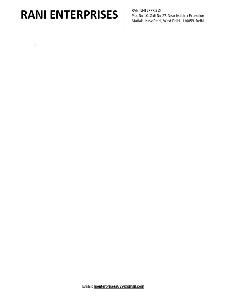 Rani Enterprises Letter Head | PDF