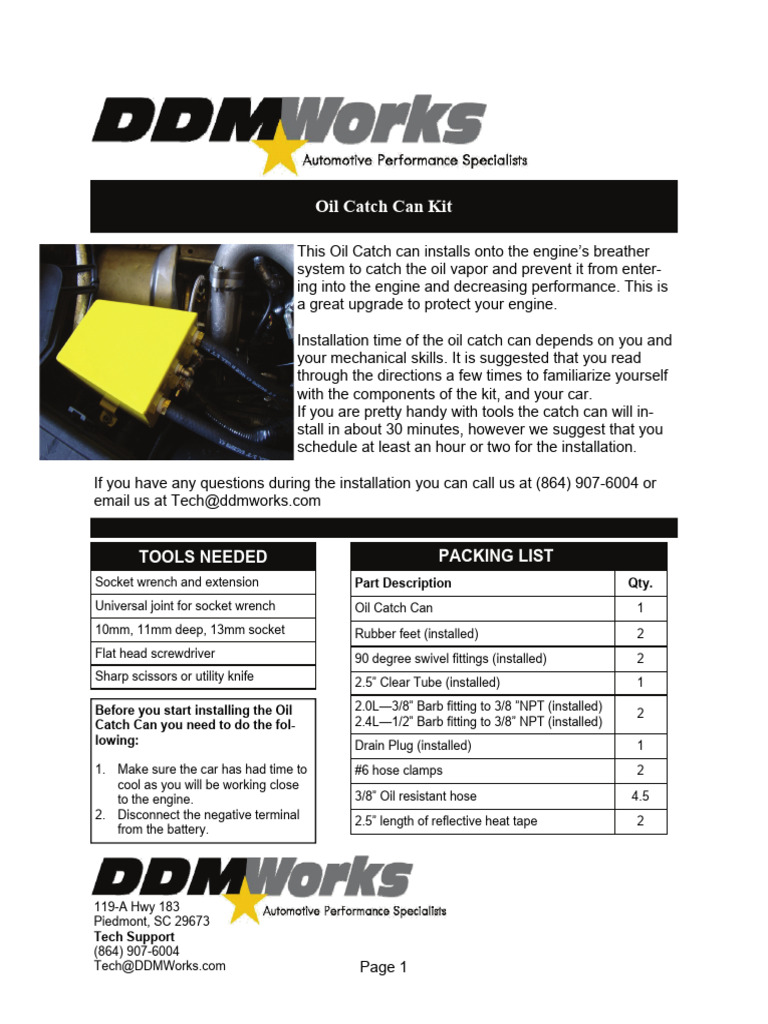 Oil Catch Can Installation Guide | PDF | Mechanical Engineering ...