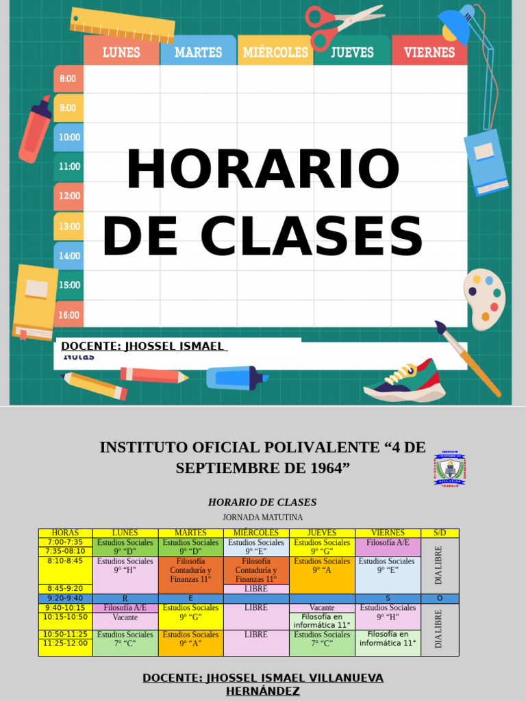 Horario de Clases 2025 | PDF