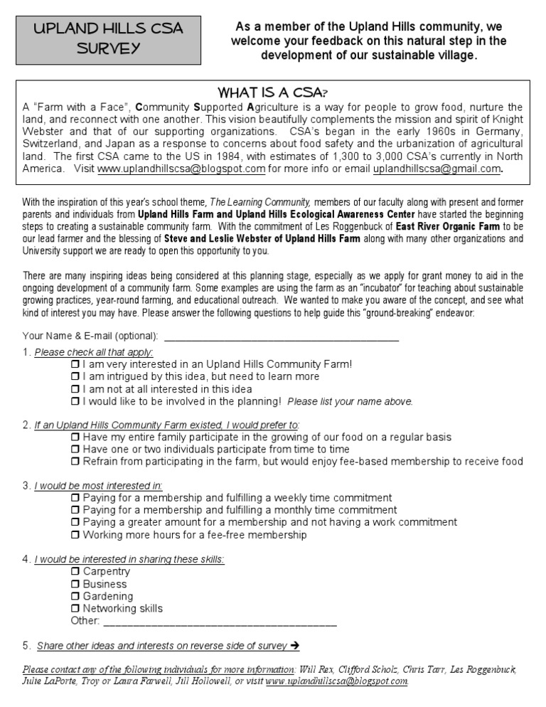 CSA Survey | PDF