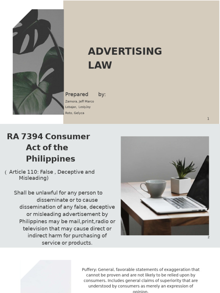 Advertising Law | PDF | False Advertising | Federal Trade Commission
