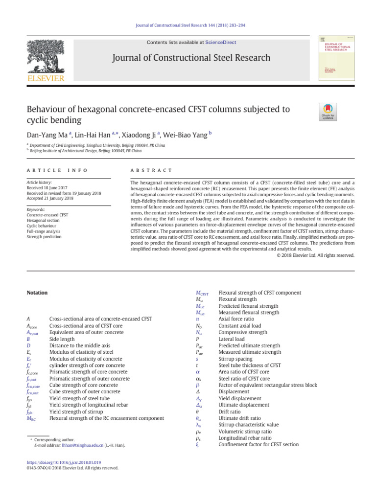 Hexagonal CFST Columns: Cyclic Bending Analysis | PDF | Strength Of ...