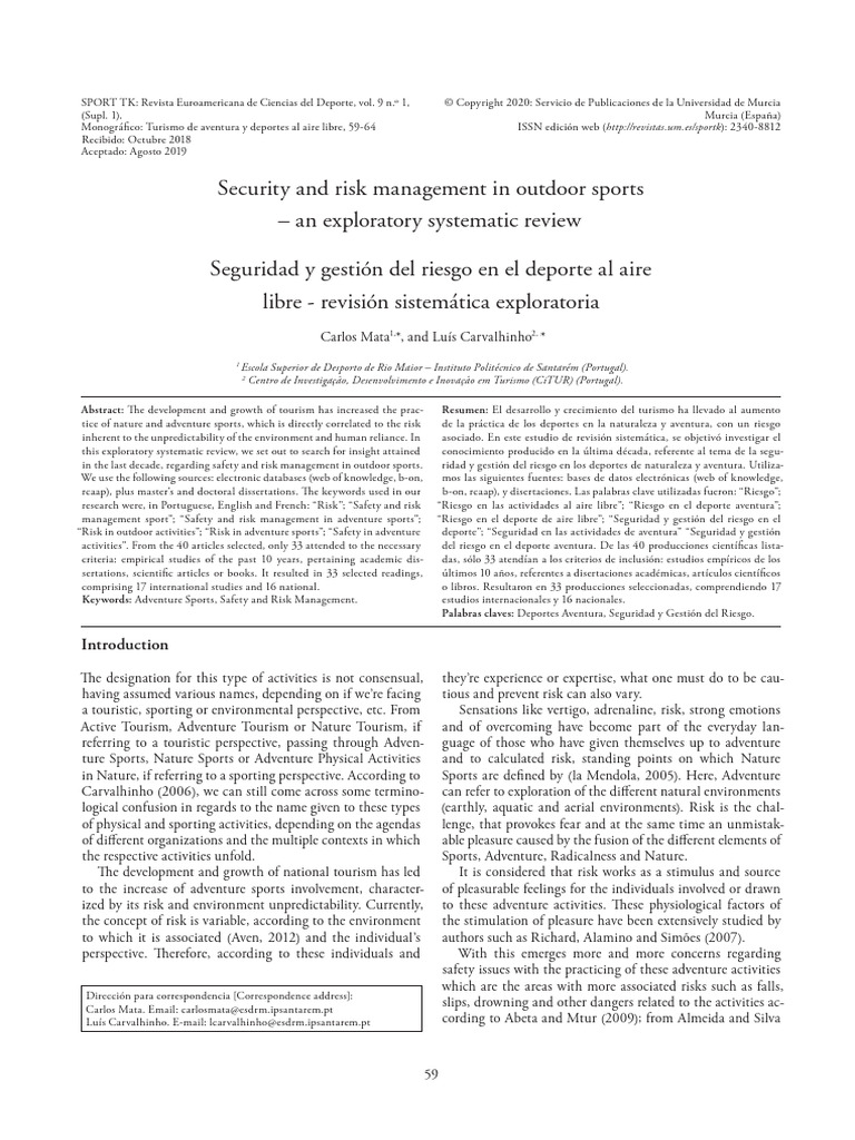 Safety and Risk in Adventure Sports | PDF | Risk | Science