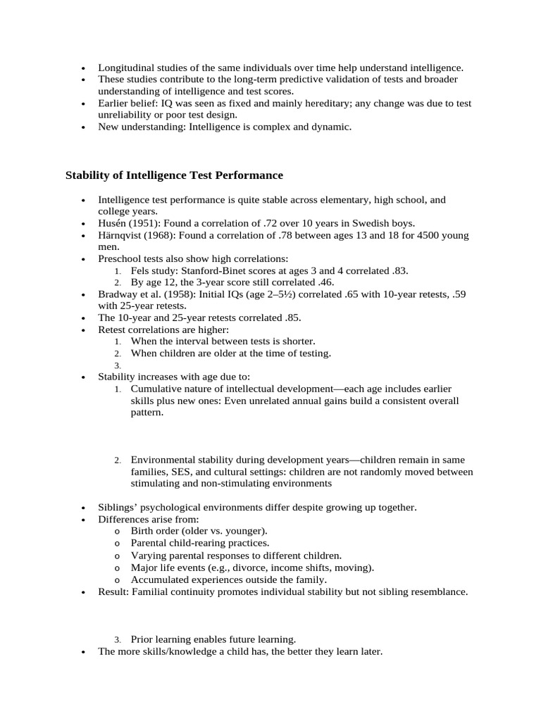 Longitudinal Studies of Children's Intelligence | PDF | Intelligence ...