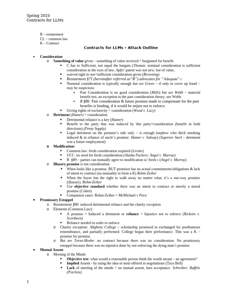 Contracts for LLMs: Key Legal Concepts | PDF | Damages | Offer And ...