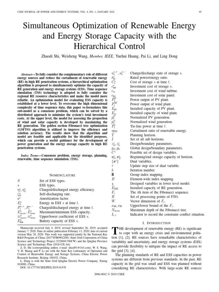 Simultaneous Optimization of Renewable Energy and Energy Storage ...