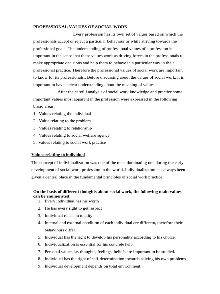 Core Values of Social Work Explained | PDF | Social Work | Empowerment