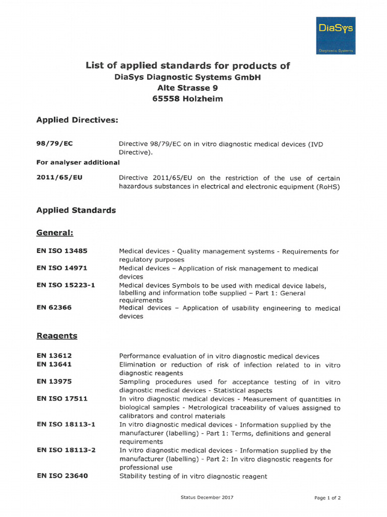 List of Applied Standards PDF | PDF