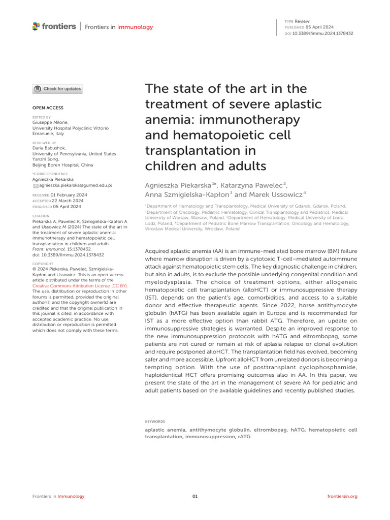 Fimmu 15 1378432 | PDF | Hematopoietic Stem Cell Transplantation | Blood