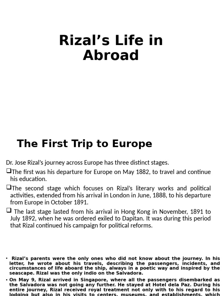 Rizal's European Journey and Impact | PDF