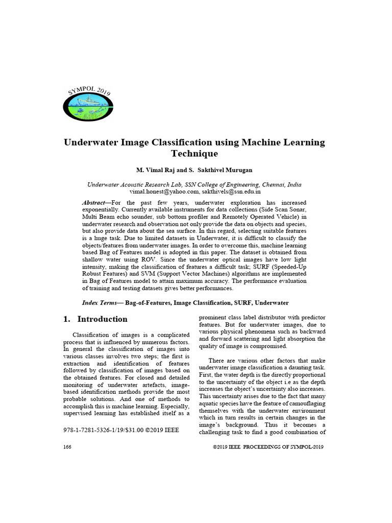 Underwater Image Classification with ML | PDF | Support Vector Machine ...