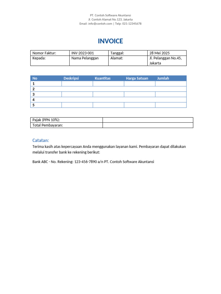 Invoice Pembayaran PT. Contoh Software | PDF