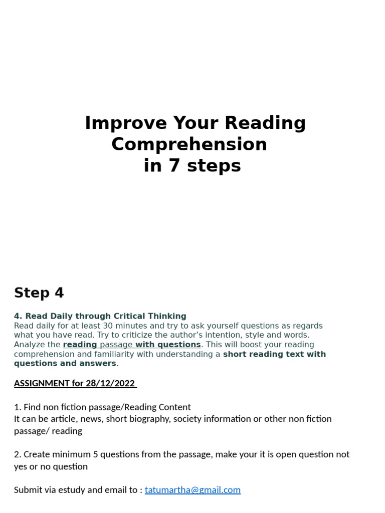 Daily Reading Comprehension Tips | PDF