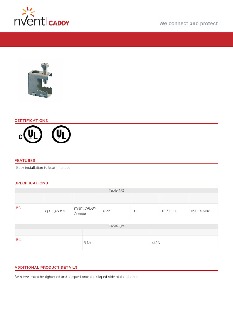 Nvent Caddy Bc Beam Clamp Pdf Mechanical Engineering