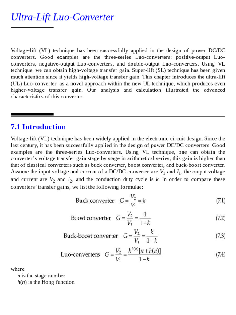 Ultra-Lift Luo-Converter Overview | PDF | Electrical Network ...